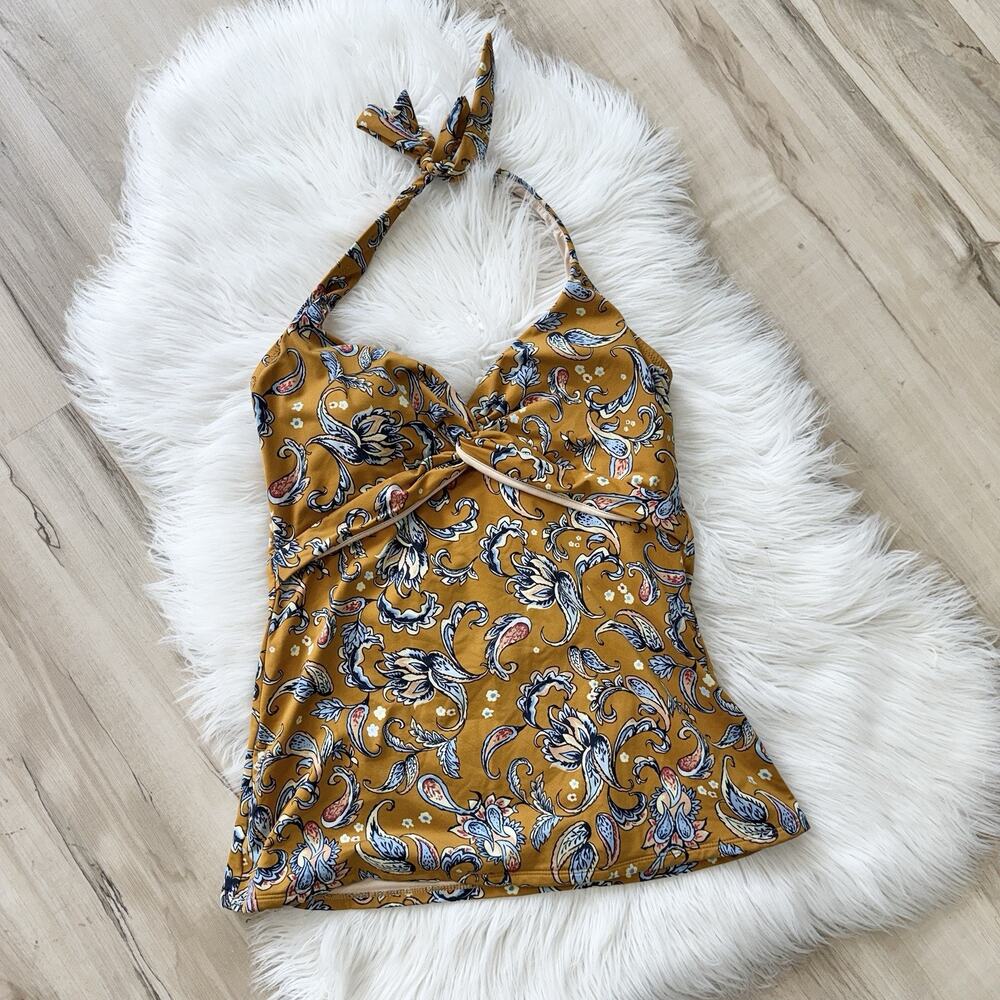Garnet Hill Paisley Halter Swim Tank Brown Size 8